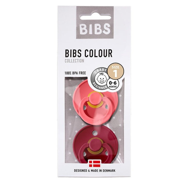 BIBS COLOUR Natural Rubber Pacifier - Coral/Ruby freeshipping - Tots of Crown