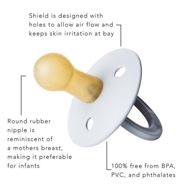 BIBS COLOUR Natural Rubber Pacifier - White/Dark Oak freeshipping - Tots of Crown