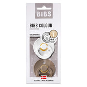 BIBS COLOUR Natural Rubber Pacifier - White/Dark Oak freeshipping - Tots of Crown