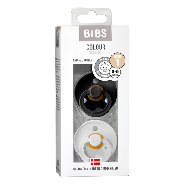 BIBS COLOUR Natural Rubber Pacifier - Black/White BIBS