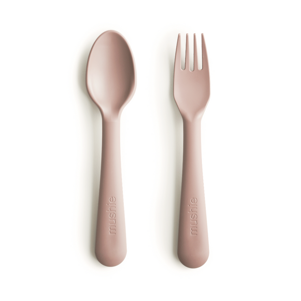 Mushie Silicone Fork & Spoon - Blush Mushie