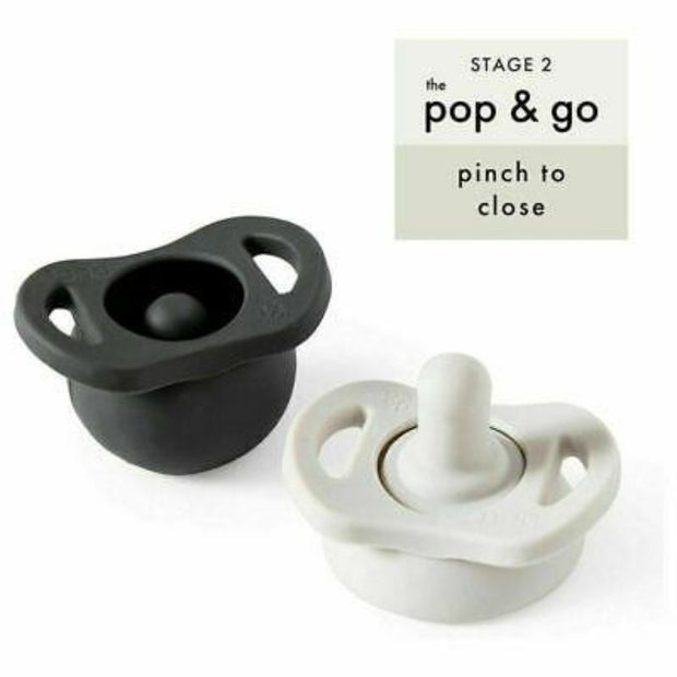 Pop & Go Pacifier - Cream of the Crop + Coal Mate (Twin Pack) DODDLE & CO