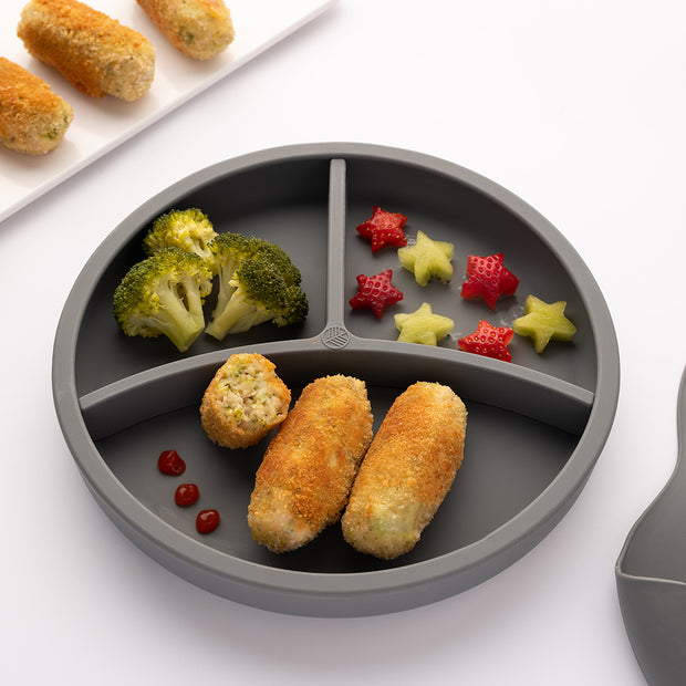 Eco Rascals Silicone Plate with Removable Divider - Silver Eco Rascals