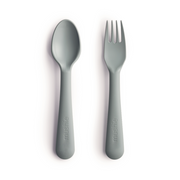 Mushie Silicone Fork & Spoon - Sage Mushie