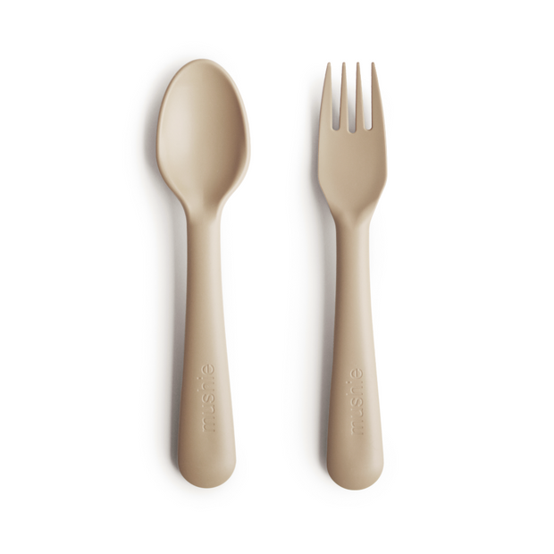 Mushie Silicone Fork & Spoon - Vanilla Mushie