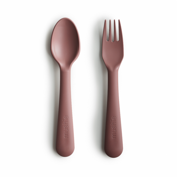 Mushie Silicone Fork & Spoon - Woodchuck Mushie