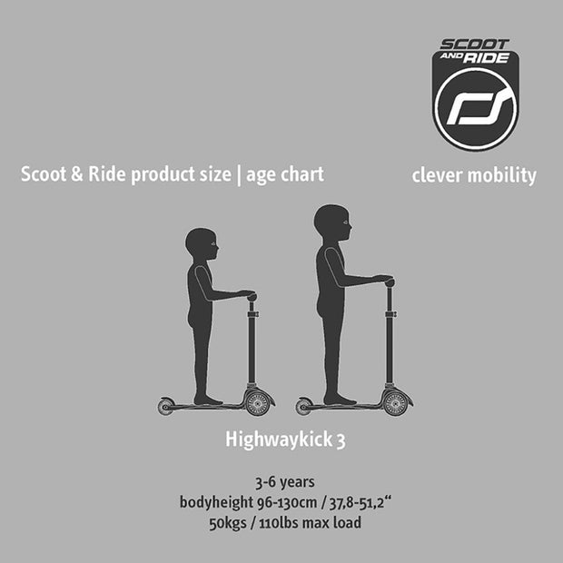Scoot and Ride - Highway Kick 3 LED Rose Vida Kids